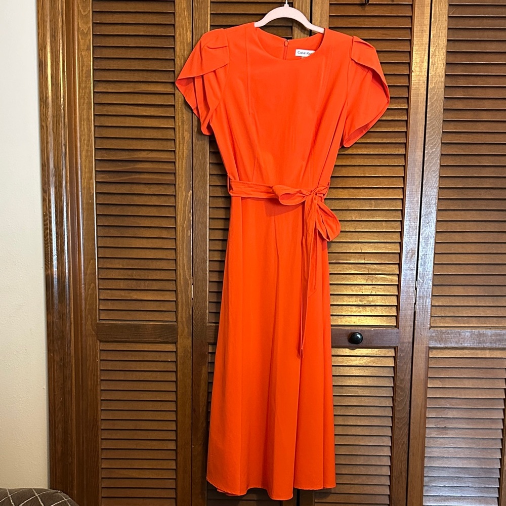 Calvin Klein Fit & Flare Dress | Belted Waist | Size 6